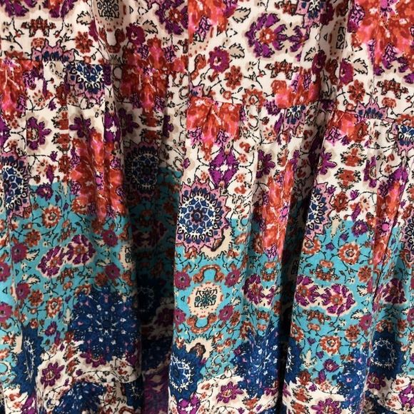 Lulu’s Once and Floral Mixed Print Shirt Dress Roll Tab Sleeves Small - Picture 9 of 16